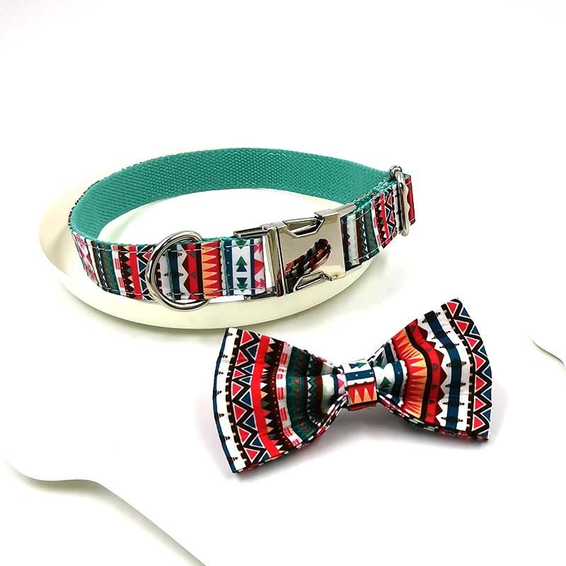 Pet Supplies Dog Accessories Bohemian Style Eco Friendly Innovative Dog Collars Soft Dog Lead and Bow Tie Sets