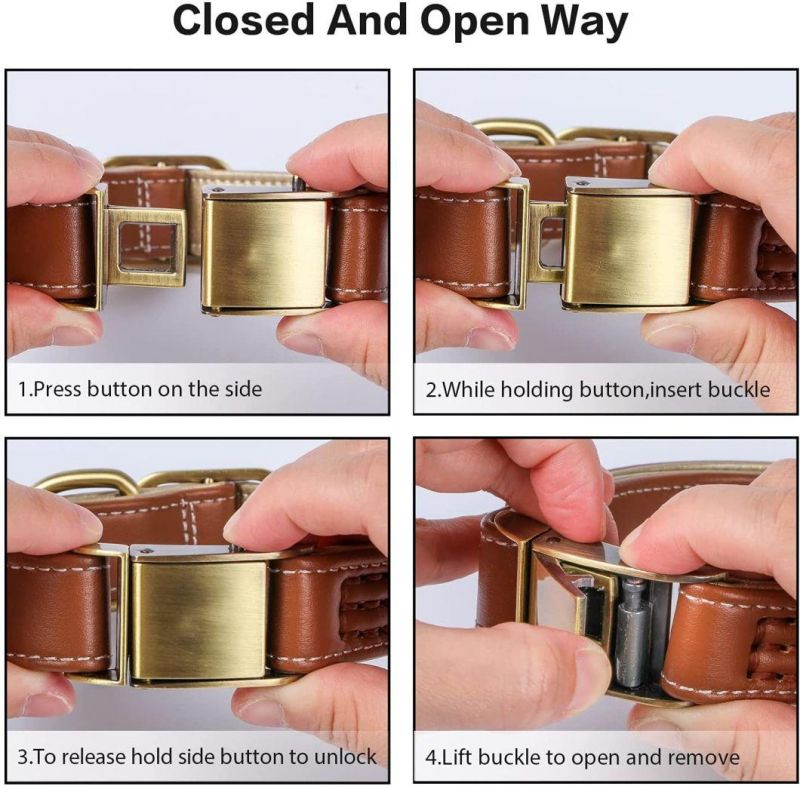 Quick Release Metal Buckle Soft and Strong Leather Dog Collar