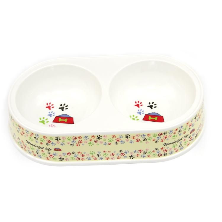 New Style Eco-Friendly Bamboo Fiber Pet Bowl (Double Bowl)