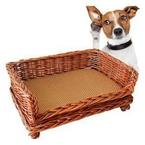 High Quality Print House Wicker Rattan Large Pet Sofa