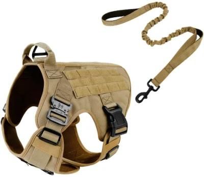 Tactical Dog Harness and Bungee Dog Leash for Large Medium Dogs