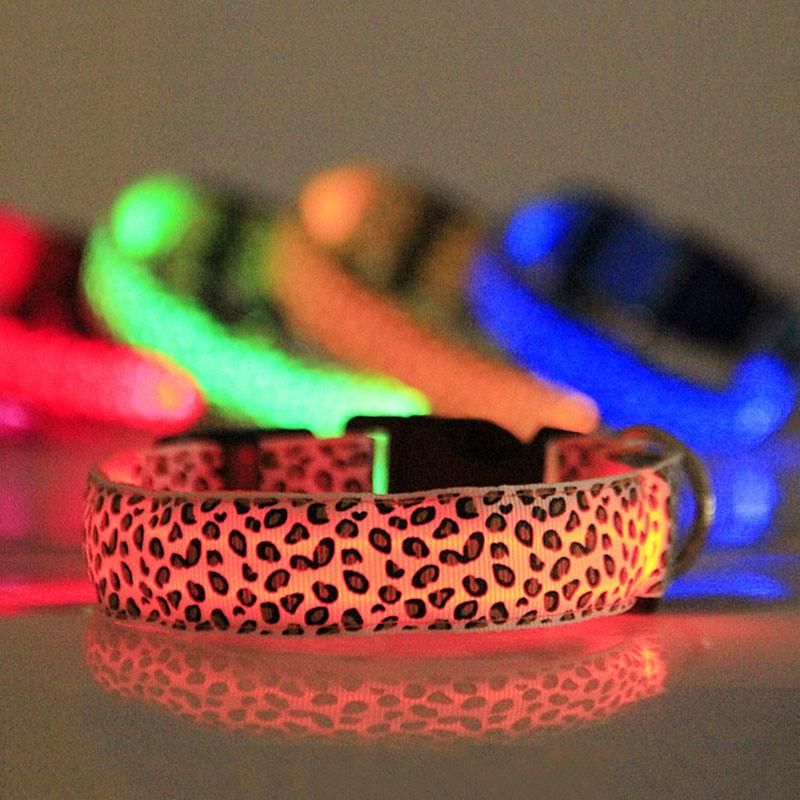 Nylon Leopard Spots Luminous LED Dog Collar Pet Products