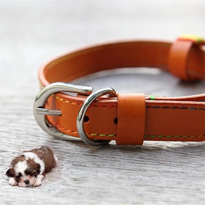 Ea046 Vegetable Tanned Leather Fashion Supplies Pet Collars Blank Customized Puppy Buckle Wide Waterproof Adjustable for Dog Collar Custom Leather