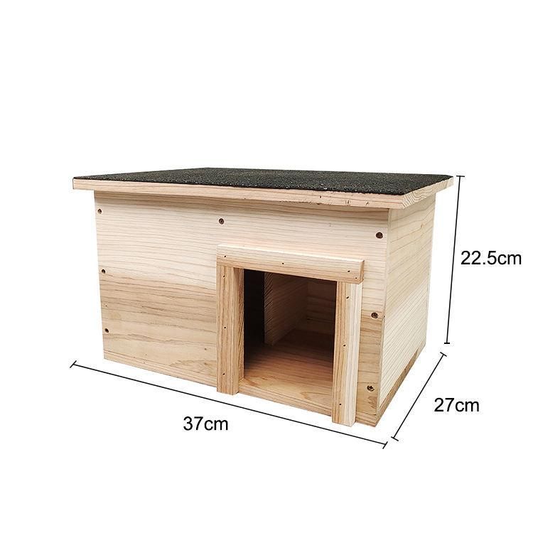 Natural Fir Wood Anti-Weather Dog Cat Hedgehog House with Floor and Weatherproof Roof Pet Hedgehog Cage Shelter