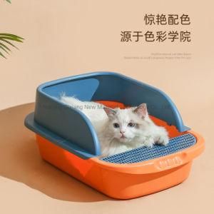 Large Space Semi Close Cat Toilet Cat Litter Tray Orange