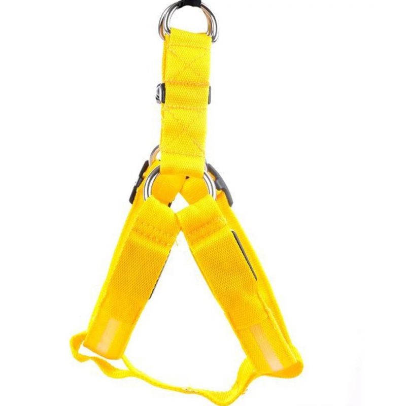 LED Flashing Dog Walking Belt Harness Strong Nylon Webbing Tether Pet Safety Collar Comfortable Strap Vest for Large Medium Dog