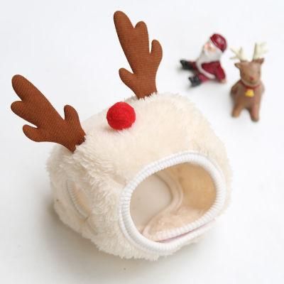 White Antler Hat Christmas Pet Costume Cartoon Pattern