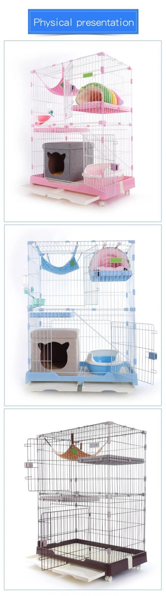 Customize OEM ODM Cheap Plastic 3 Layer Plastic Cat Cage