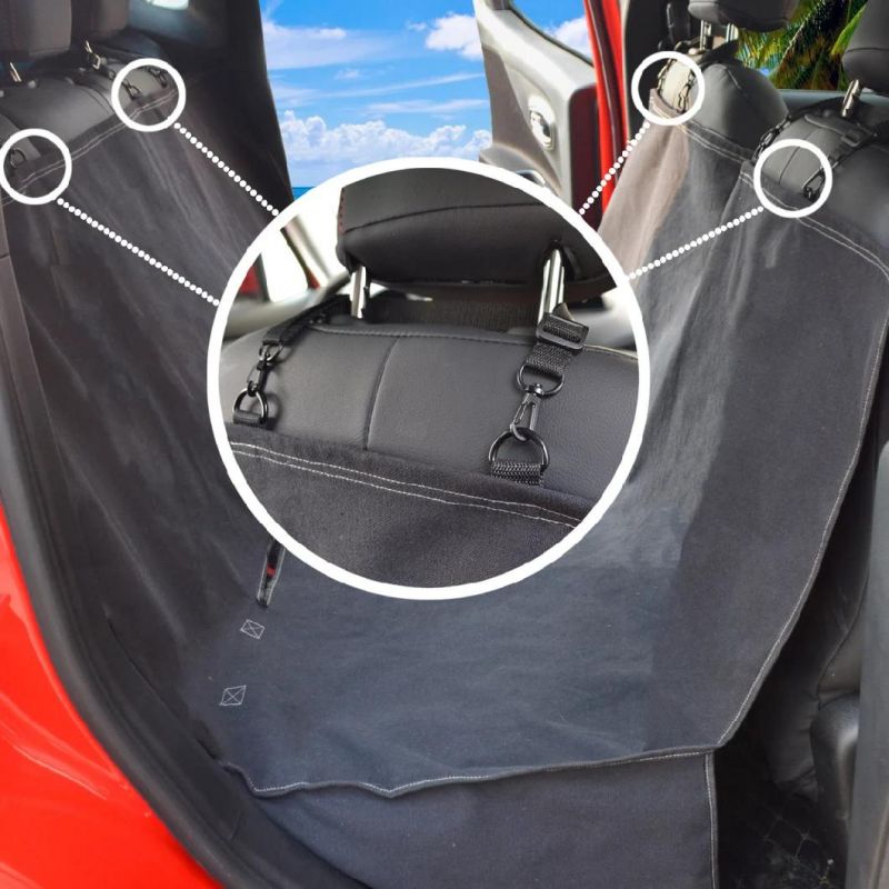 Black Detachable Canvas Car Cover Seat Backseat Pet Hammack Mat
