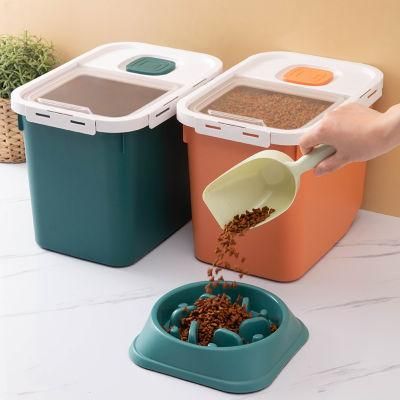 Pet Food Storage Bucket Cat Food Dog Food Plastic Grain Tank Sealed Moisture-Proof Flip Cat Food Storage Bucket Dog Food Storage Box