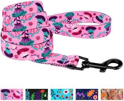 Floral Dog Leash Nylon Pattern Flower Print Adjustable Pet Leashes