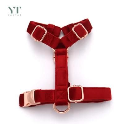 Wholesale OEM No Pull Pet Velvet Strap Dog Halter Harness Sets Adjustable Colorful Fashion with Heavy Duty Metal Buckle