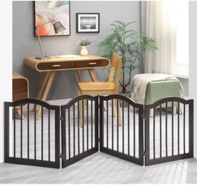 Foldable Pet Gate with Support Feet Dog Barrier Freestanding Indoor Pet Gate Panels for Stairs