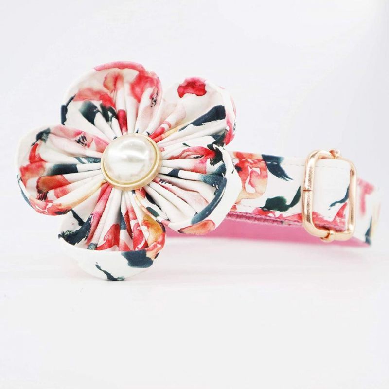 Custom Floral Dog Collar and Bandana Set
