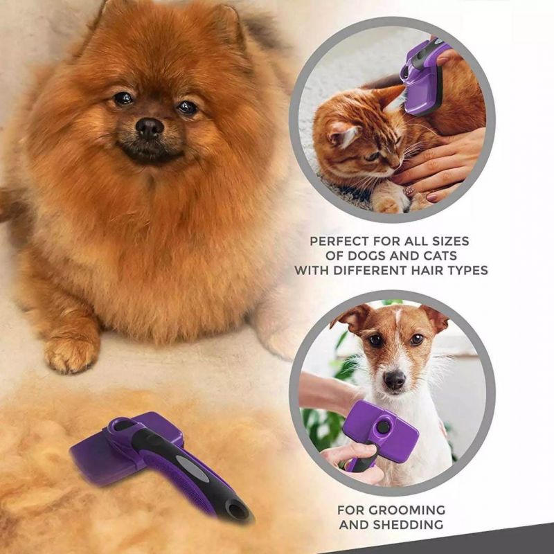 Pet Dematting and Detangling Comb Self-Cleaning Brushes Dog Cat Hair Remover Brush for Shedding and Grooming Dog Slicker Brush
