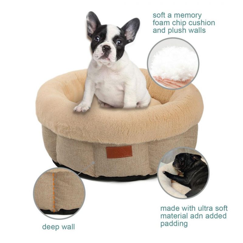 Top Shine Hot Selling Classic Fluffy Soft Pet Supplies Accessories Flannel Round Dog Kennel Removeable Puppy Bed Mat