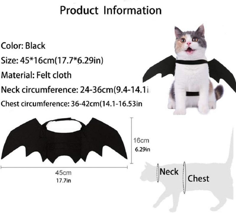 Collar Cosplay Bat Costume Pet Bat Wings for Halloween Party