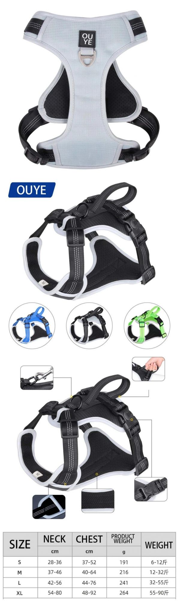 Comfortable Quality Adjustable Connection Buckle Reflective Outdoor Vest Dog Accessories Apparel Pet Chest Strap Clothes
