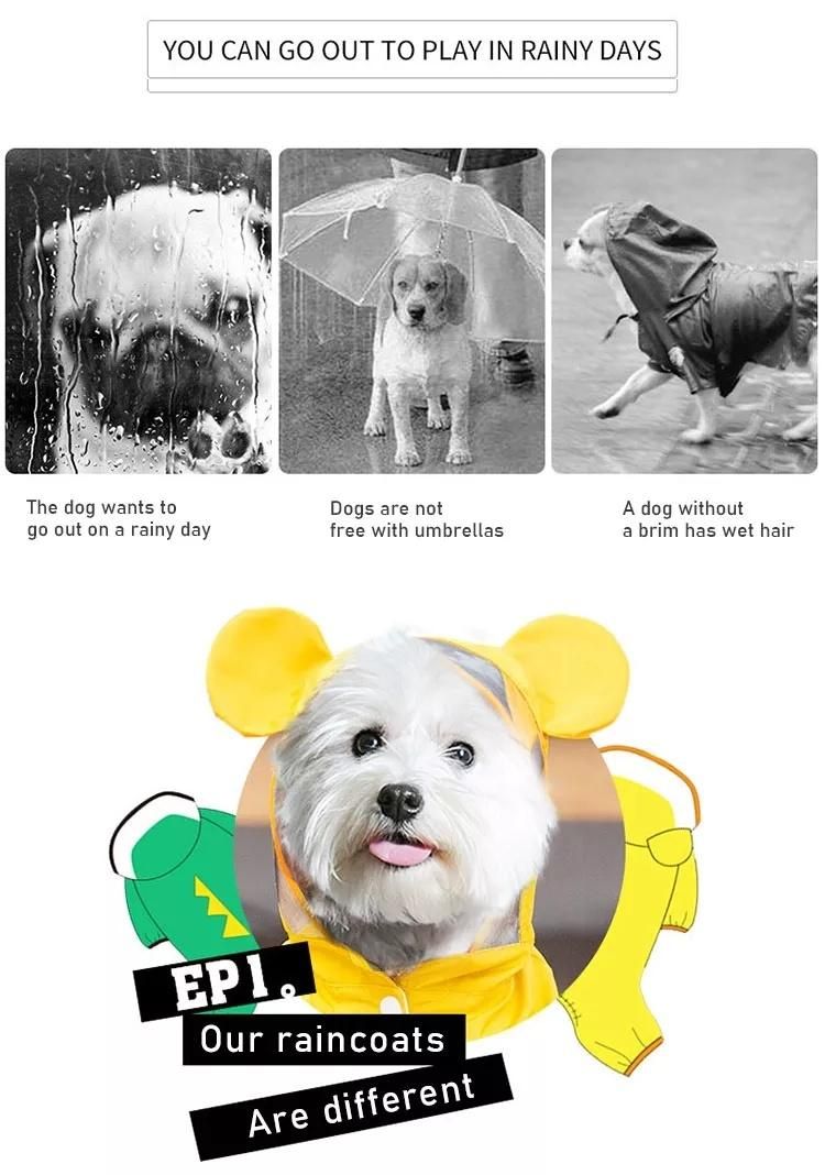 Outdoor Puppy Pet Rain Coat S-XL Hoody Waterproof Jackets PU Raincoat for Dog Cats Apparel Clothes Wholesale