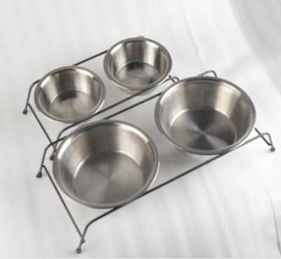 16oz*2 OEM Design Durable Metal Stainless Steel Pet Feeder Bowl with Stand