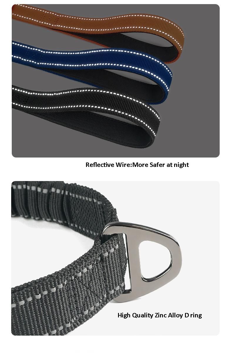 Custom Heavy Duty Pet Training Safety Mixed Colors Dog Lead Reflective Nylon Bungee Tactical Dog Leash
