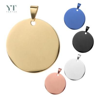 20mm/25mm/30mm/35mm Diameter High Polished Blank Stainless Steel Round Disc Dog Pet Tag Shape Pendant Charm for Necklace