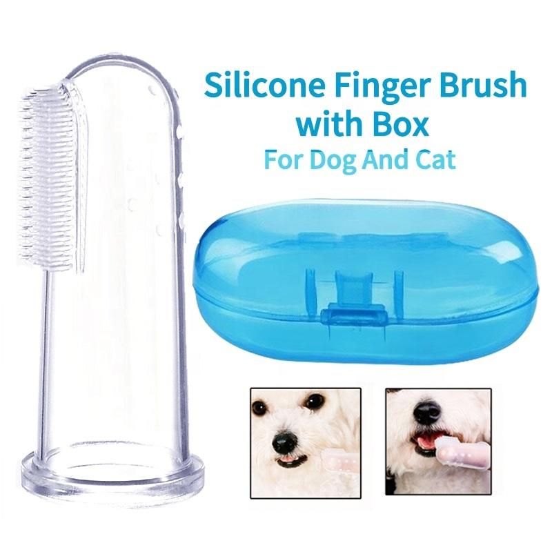 Pet Hot Selling Products of Silicone Pet Finger Toothbrush and PP Box for Dog and Cat Silicone Toothbrush Portable Cleaning Teeth Softly Dental Health OEM