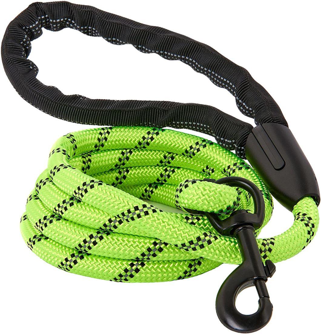 Reflective Strong Rope Dog Leash Chew Resistant Paracord for Medium and Large Dogs with Durable Metal Clasp