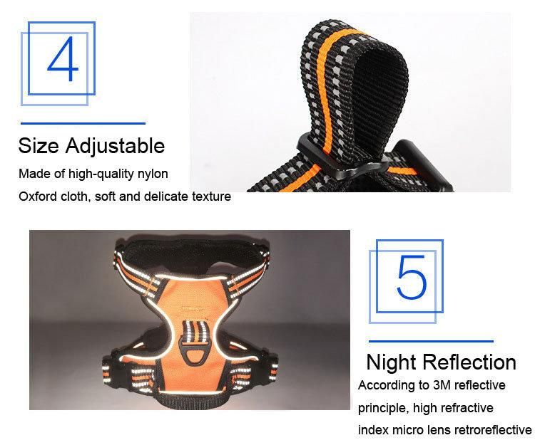 Reflective Air Mesh Double Clip Strong Chest Strap No Choke No Pull Service Dog Vest Harness