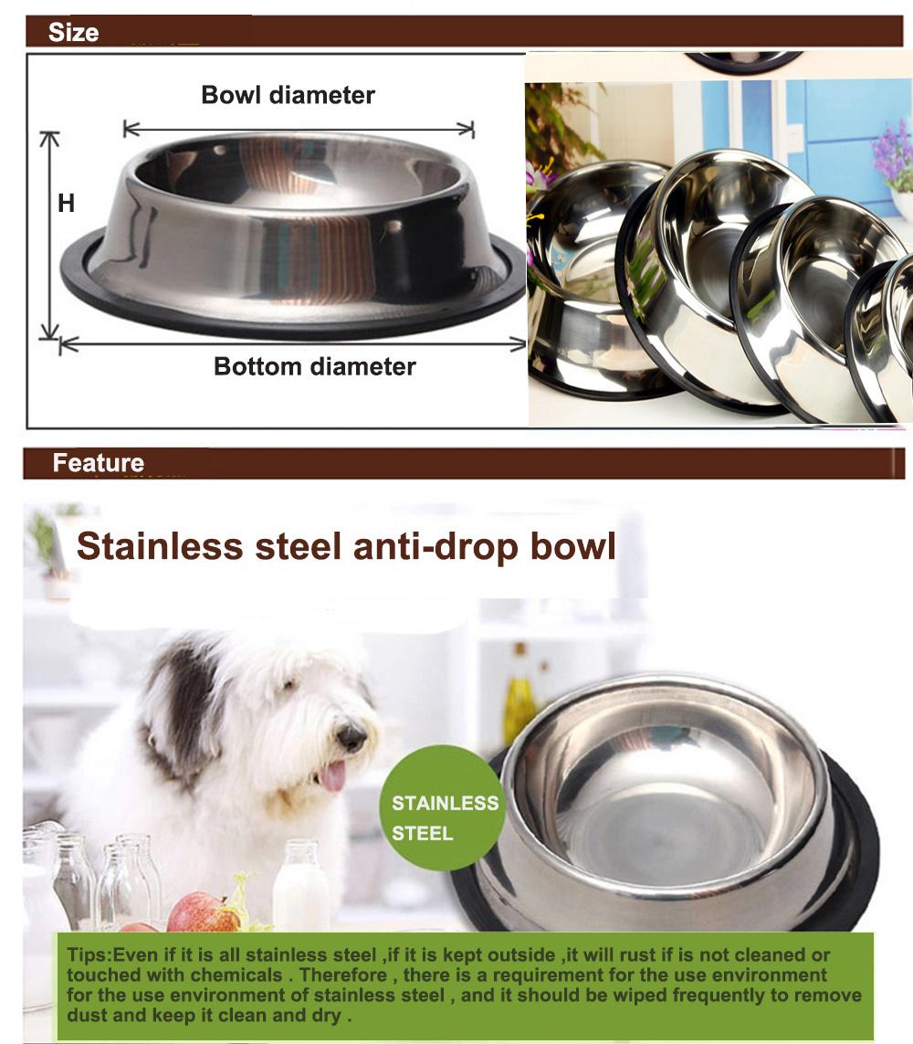 Stainless Steel Dog Bowl with Rubber Base for Small/Medium/Large Dogs Pet Feeder