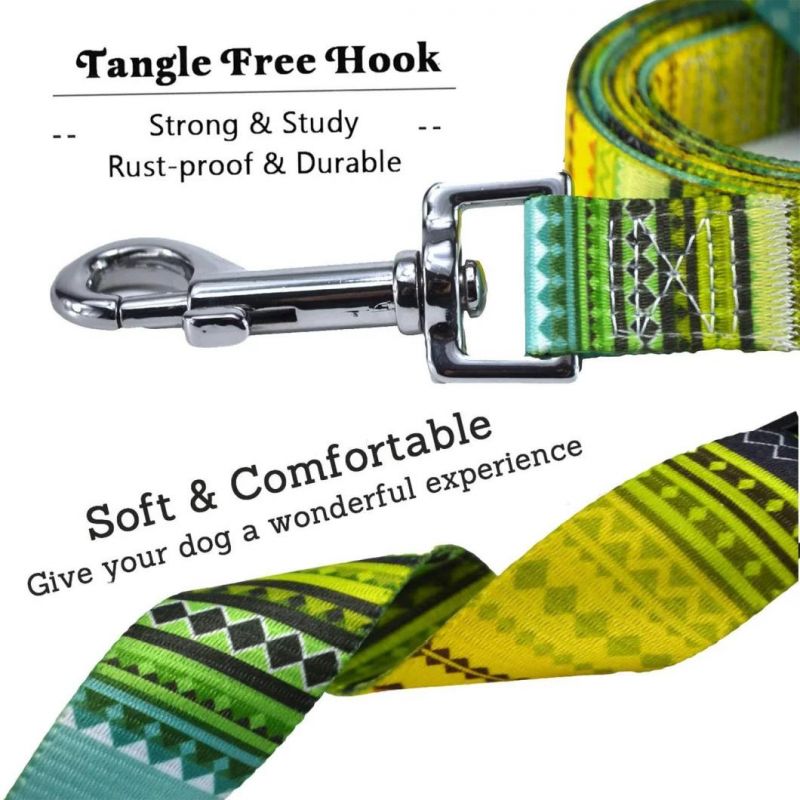 Green Bohemia Pattern Dog Leash Polyester Pet Leash