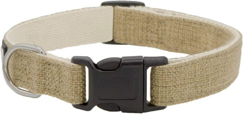 Custom Natural Hemp Dog Collar with Metal Buckle for Small Medium Large Dogs