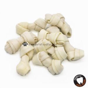 3 Inch Natural White Rawhide Knotted Bone Dog Chew