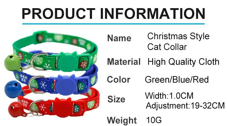 Lovely Design High Quality Cat Shape Buckle Christmas Snow Winter Style Cat Collar with Small Bell