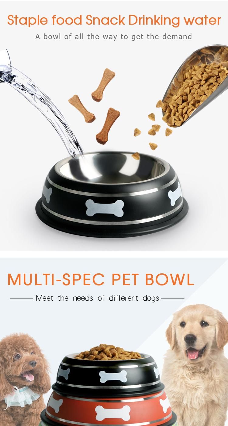 Stainless Steel Customizable Spray Paint Pet Bowl with Silicone Bottom Non-Slip Wholesale Durable Dog Bowl