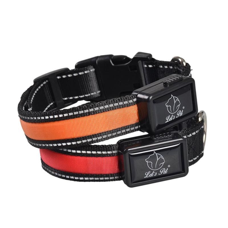 USB Rechargeable LED Nylon Dog Collar Night Safety Glow Flashing Pet Collar