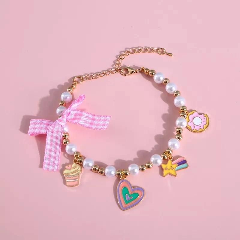 Cute Pearl Adjustable Collar Cat Rabbit Dogs Tag Necklaces Pendants for Women Bow Pet Accessories
