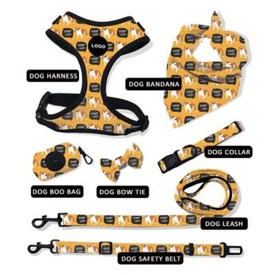 OEM Adjustable Custom Dog Harness Sets Pattern Dog Collar and Leash Wholesale