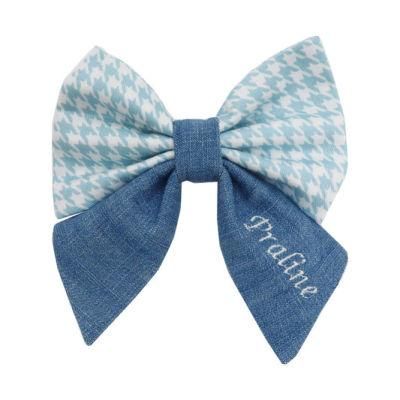 2022 Amazon Premium Dog Salior Bowtie Polyester &amp; Demin Refreshing Chequer Dog Sailor Bowtie Dog Accessories