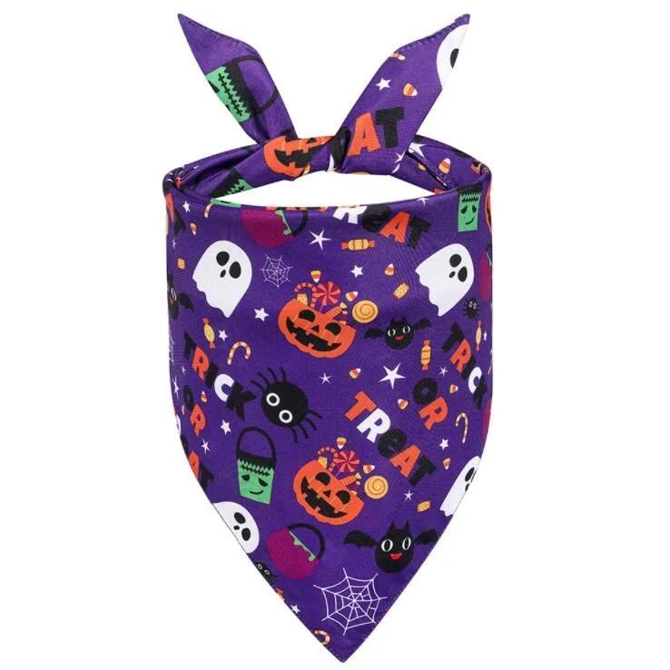 Festival Custom Halloween Adjustable Soft Pet Triangle Scarf Dog Bandana