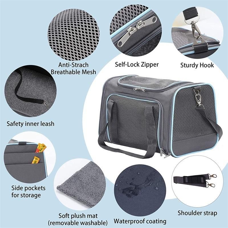 Hot Sale Airline Approved Soft Sided Bag for Cats and Dogs Portable Cozy Travel Pet Carrier Bag