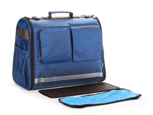 Blue Portable Pet Carrier Pet Dog Bags Carry Bag Puppy Travel Bag Mesh Double Shoulder Backpack with Adjustable Belt Socket