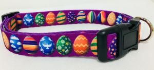 Dog Collar, Pet Collar, Cat Collar, Pattern Collar (art: purple eggs)