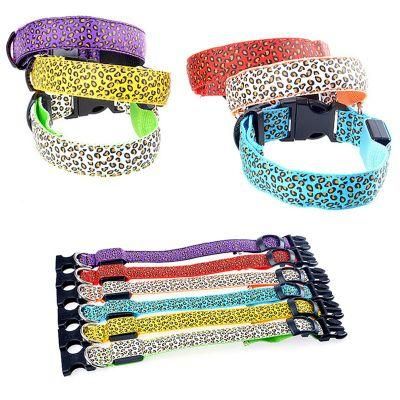 Adjustable Leopard Print Lighting Glow in Dark LED Cat Dog Collar