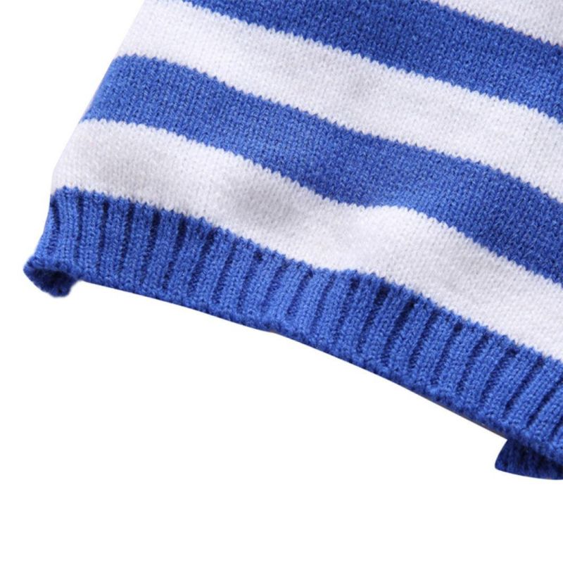 Blue and White Plaid Pet Sweater Dog Sweater