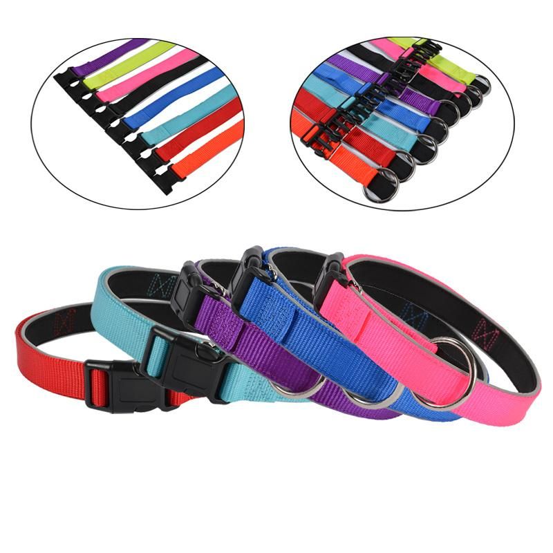 Personalized Custom Logo Neoprene Pet Dog Collar Reflective, Nylon Reflective Pet Collars for Dog, Adjustable Dog Collar Nylon