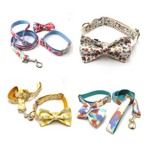 Eco-Friendly Pet Accessories Supplies Print Adjustable Luxury Nylon Dog Collar and Leash Set