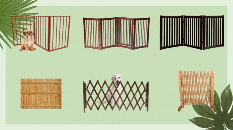Wooden Freestanding Pet Gate 3 & 4-Panel Folding Dog Fence for Doorways