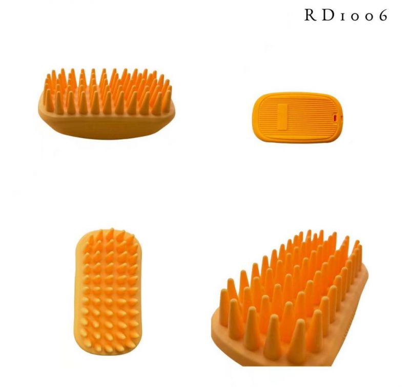 Silicone Soft Comfortable Grooming Pet Fur Remover Brush Orange