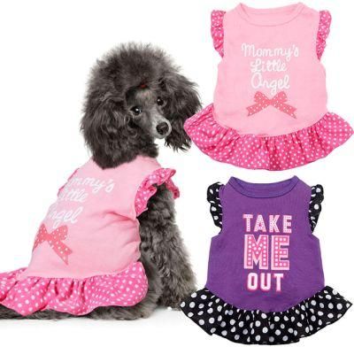 Cute Polka DOT Ribbon Cozy Sleeveless Dog Shirt Sundress Pet Dog Dress